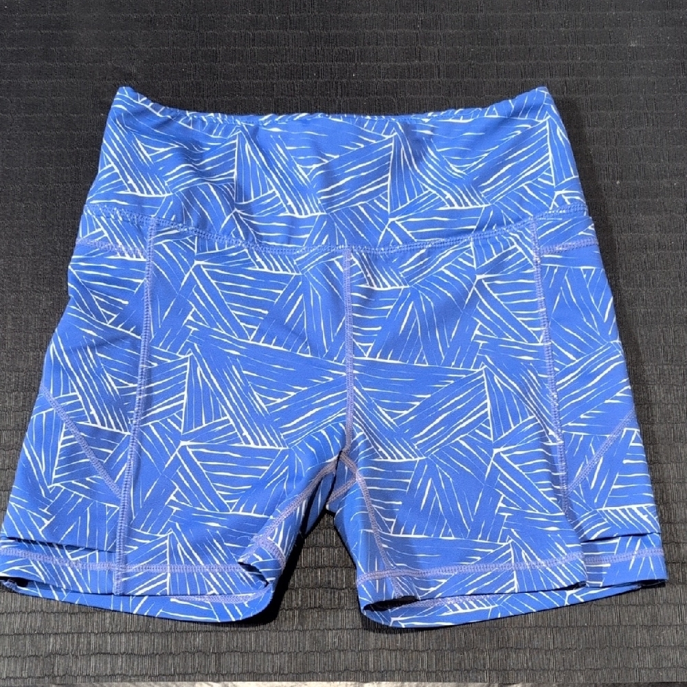 Blue Patterned Athletic Shorts